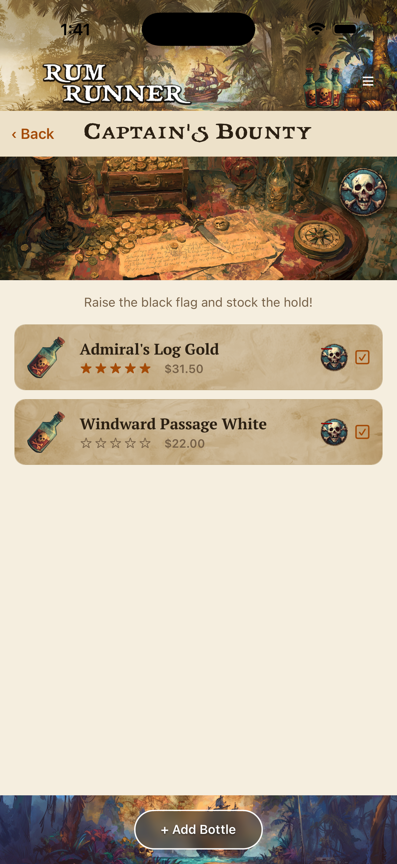 Captain's Bounty wishlist screen
